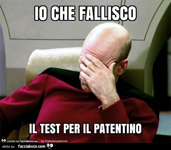 Io che fallisco il test per il patentino