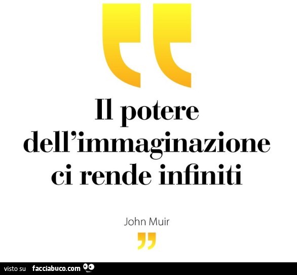 Il potere dell'immaginazione ci rende infiniti. John Muir
