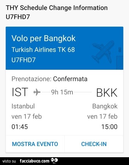Volo per Bangkok