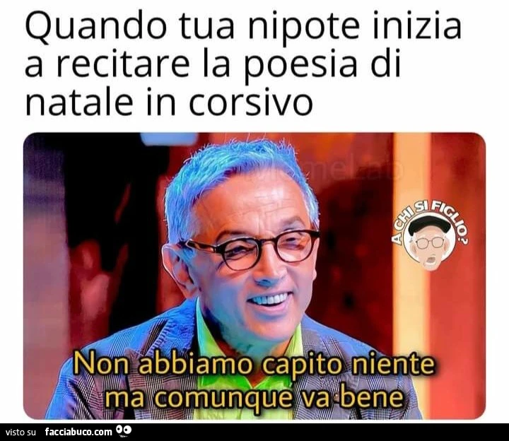 Quando tua nipote inizia a recitare la poesia di natale