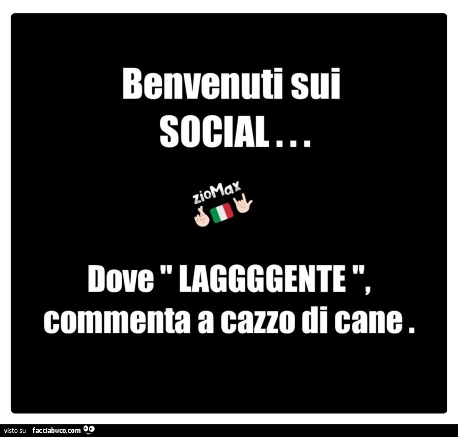 Benvenuti sui social dove laggggente commenta a cazzo di cane