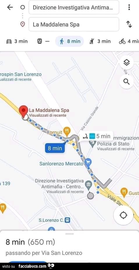 La Maddalena a 650m dalla Direzione Investigativa Antimafia