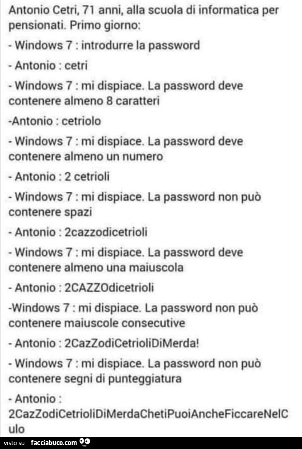 Antonio Cetri. 71 anni alla scuola di informatica per pensionati. Primo giorno: windows 7
