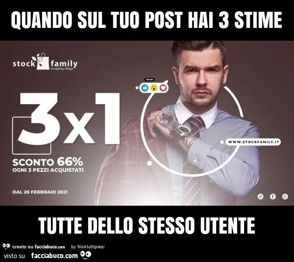 Quando sul tuo post hai 3 stime tutte dello stesso utente