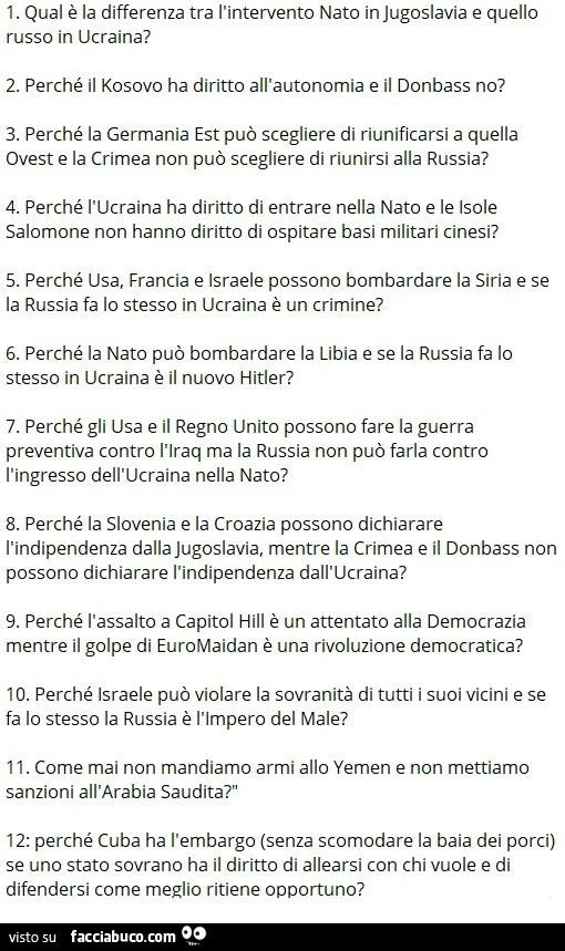 Qual è la differenza tra l'intervento nato in jugoslavia e quello russo in ucraina?
