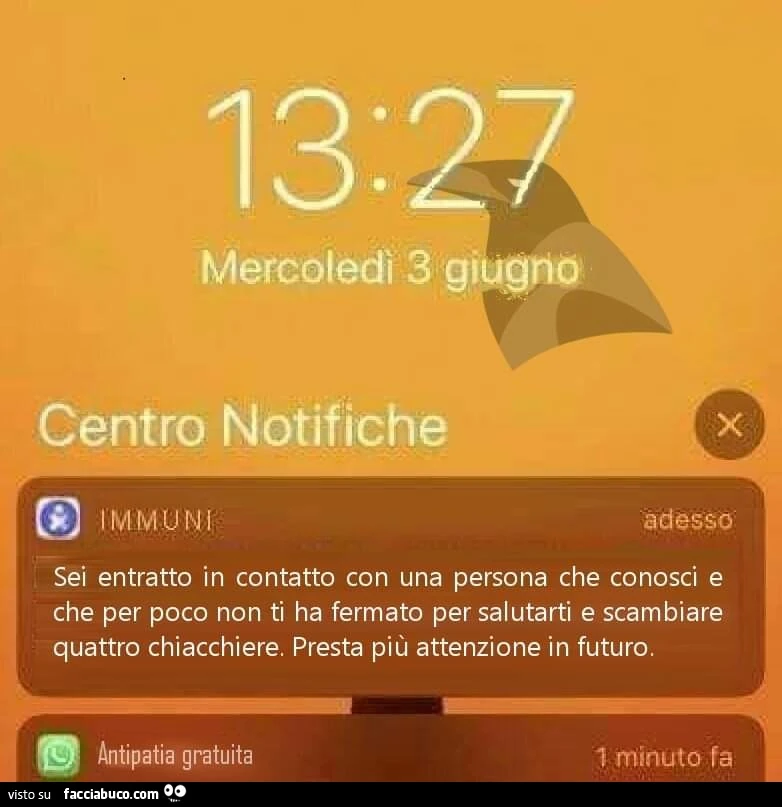 Immuni: sei entratto in contatto con una persona che conosci e che per poco non ti ha fermato per salutarti e scambiare quattro chiacchiere. Presta più attenzione in futuro