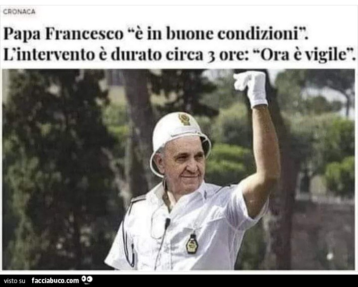 Papa Francesco è in buone condizioni l'intervento è durato circa 3 ore