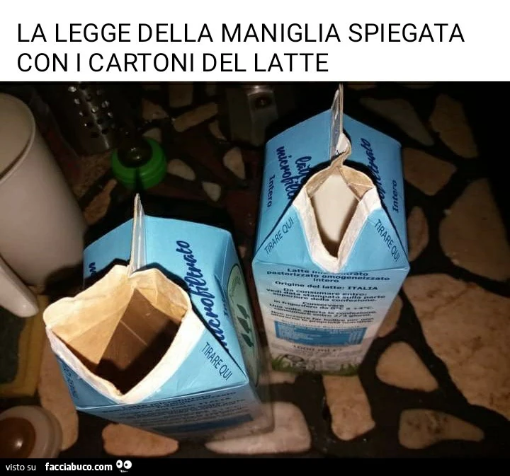 La legge della maniglia spiegata con i cartoni del latte