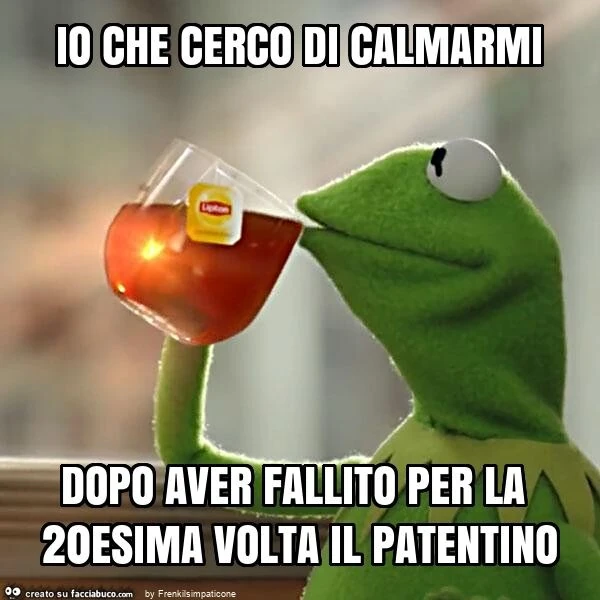 Io che cerco di calmarmi dopo aver fallito per la 20esima volta il patentino