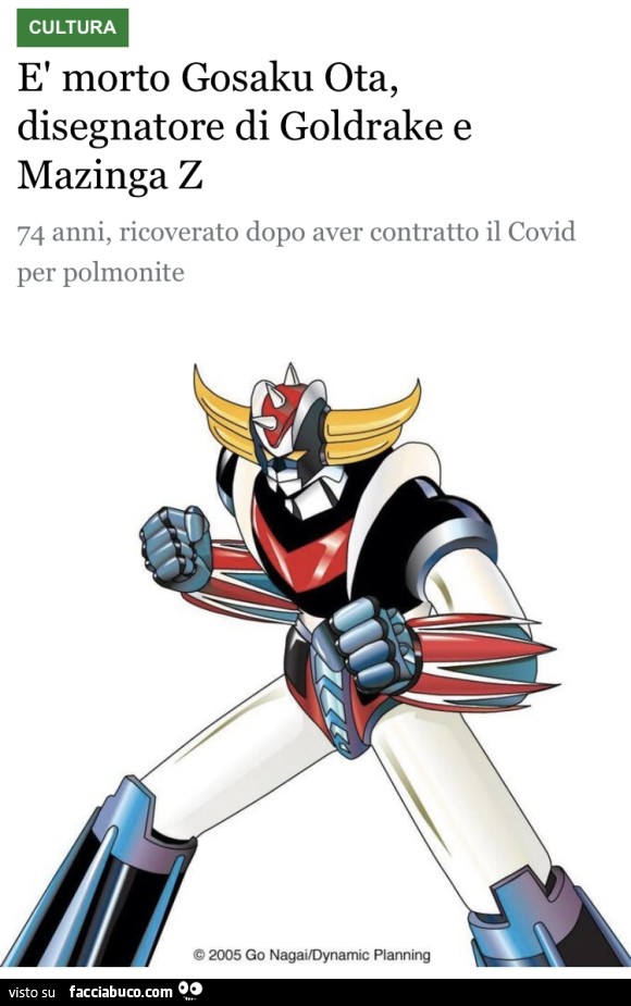 È morto Gosaku Ota, disegnatore di goldrake e mazinga z
