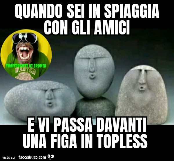 Quando sei in spiaggia con gli amici e vi passa davanti una figa in topless