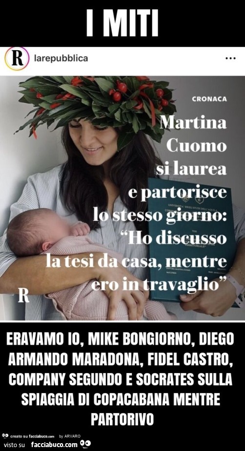 I miti eravamo io, mike bongiorno, diego armando maradona, fidel castro, company segundo e socrates sulla spiaggia di copacabana mentre partorivo