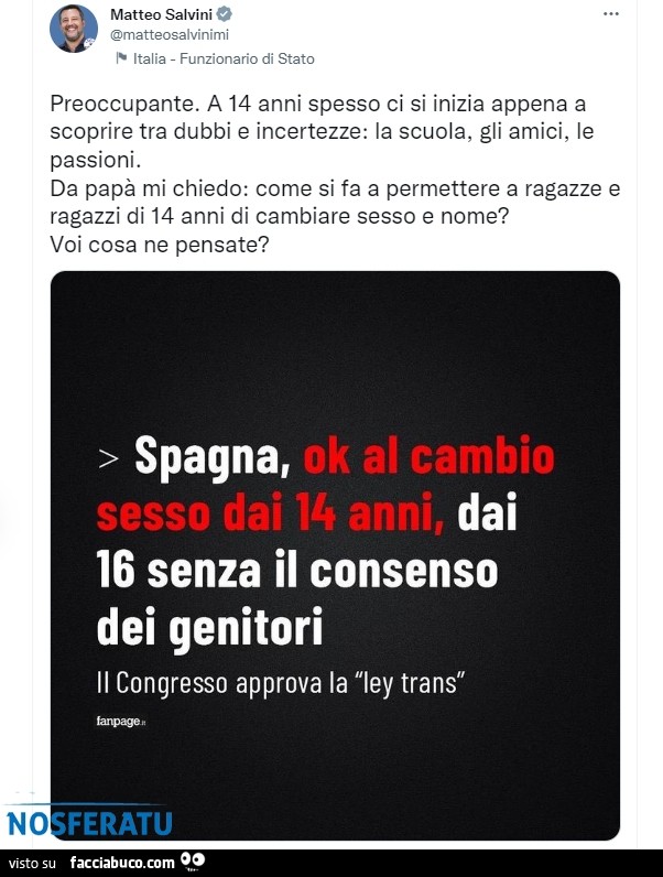 Notizia assurda e che fa rabbrividire