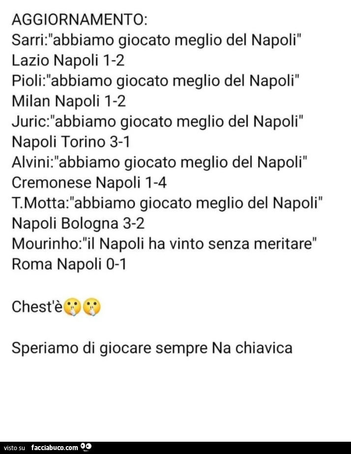 Aggiornamento: sarri: abbiamo giocato meglio del napoli