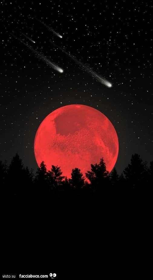 Luna rossa e stelle cadenti