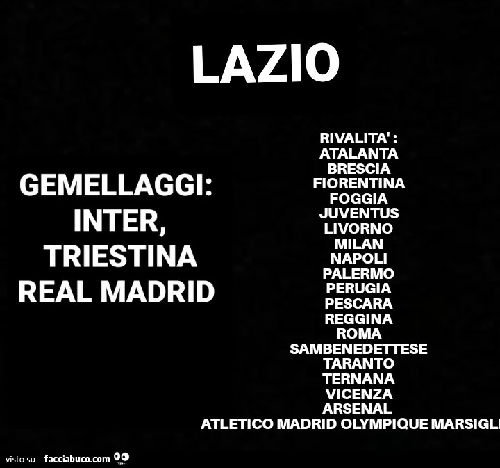 Lazio gemellaggi: inter, triestina real madrid