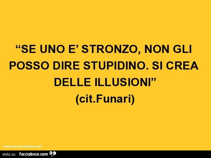 Se uno è stronzo, non gli posso dire stupidino. Si crea delle illusioni. Funari