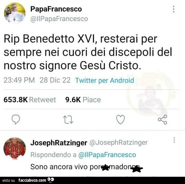 Rip benedetto xvi, resterai per sempre nei cuori dei discepoli del nostro signore gesù cristo