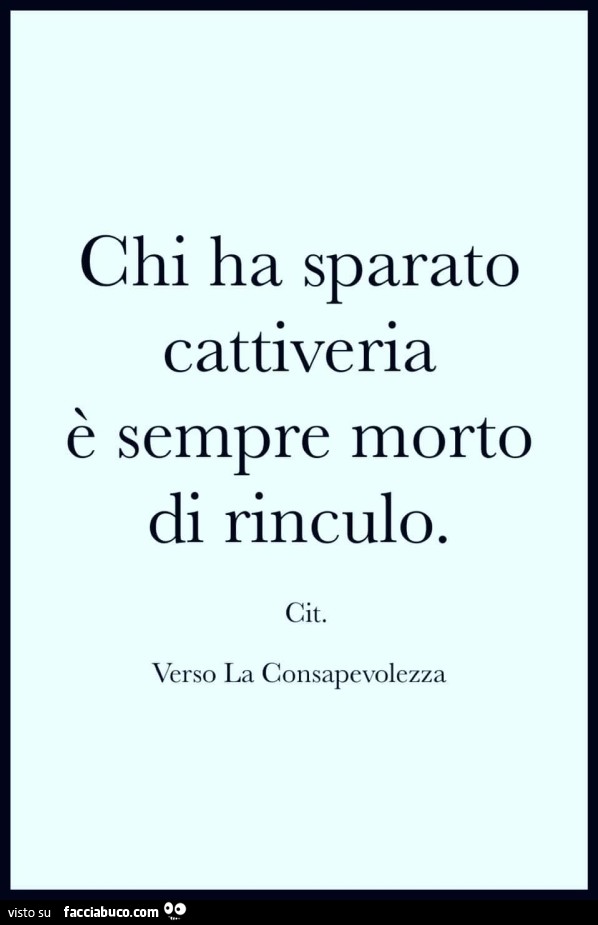 Chi ha sparato cattiveria è sempre morto di rinculo