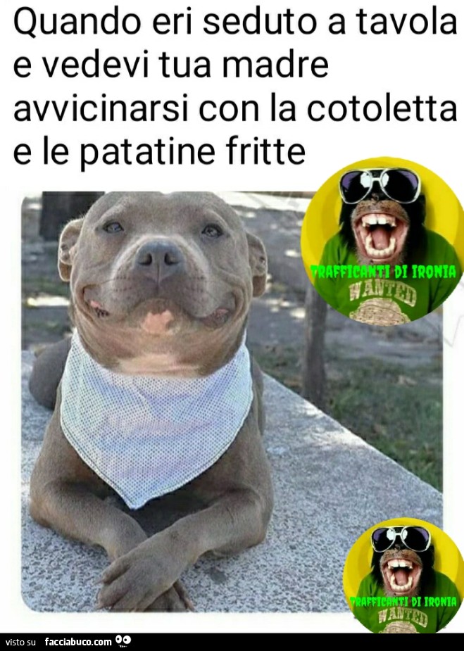 Quando eri seduto a tavola e vedevi tua madre avvicinarsi con la cotoletta patatine fritte