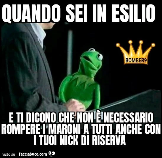 Quando sei in esilio e ti dicono che non è necessario rompere i maroni a tutti