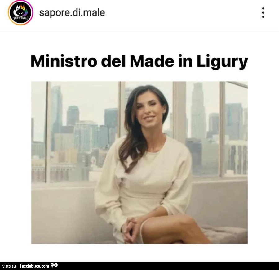 Elisabetta Canalis ministro del made in ligury