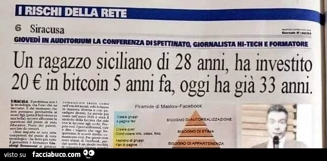 Un ragazzo siciliano di 28 anni ha investito 20 euro in Bitcoin 5 anni fa oggi ha già 33 anni