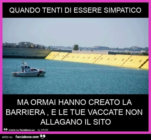 Quando tenti di essere simpatico ma ormai hanno creato la barriera, e le tue vaccate non allagano il sito