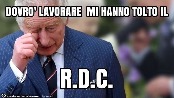 Dovrò lavorare mi hanno tolto il r. D. C