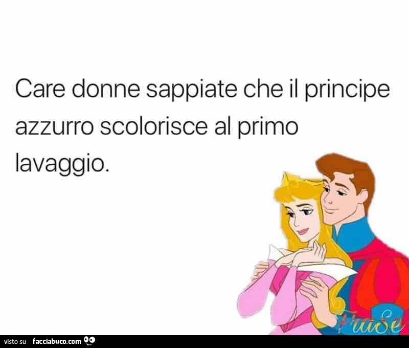 Care donne sappiate che il principe azzurro scolorisce al primo lavaggio