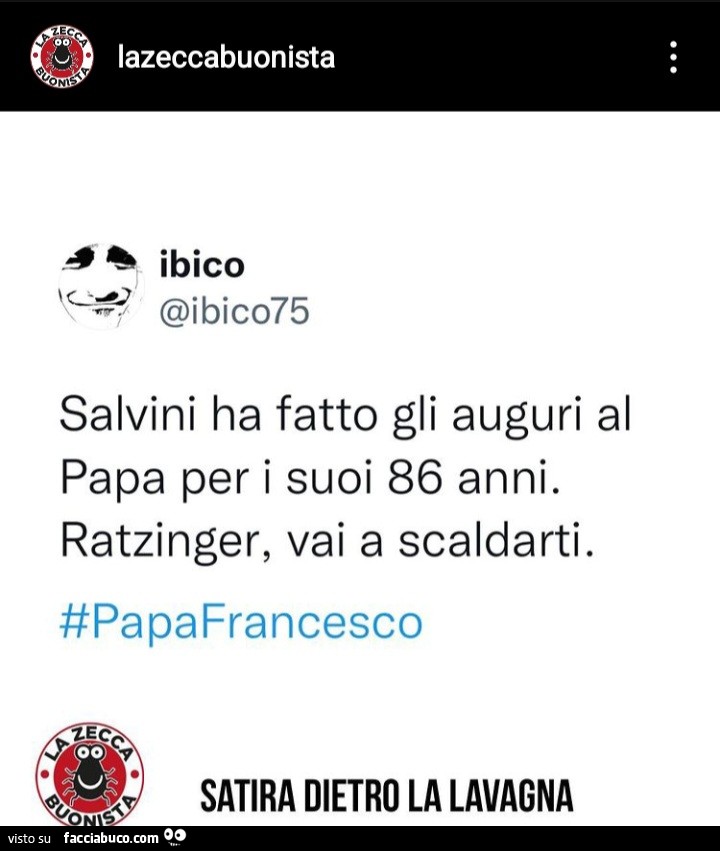 Salvini ha fatto gli auguri al papa per i suoi 86 anni. Ratzinger, vai a scaldarti