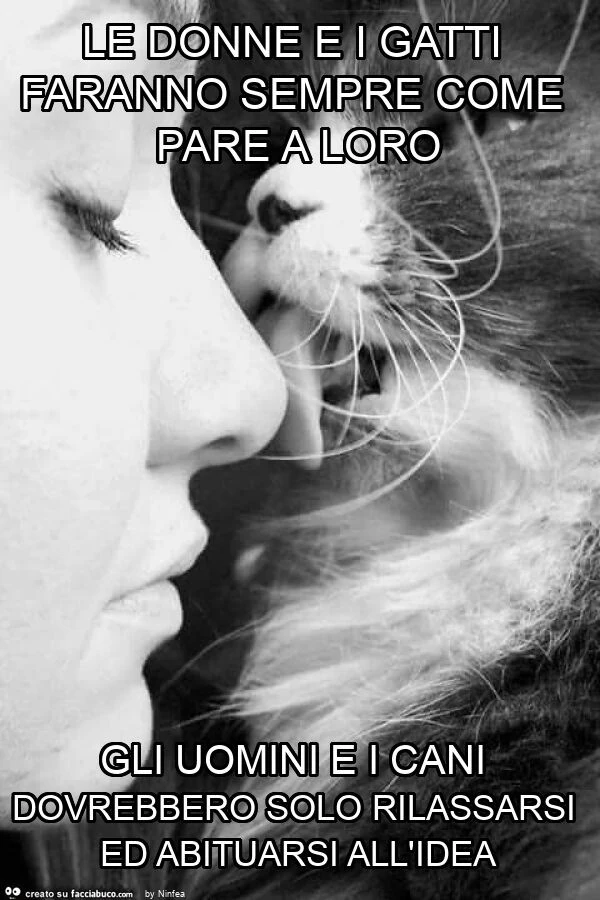 Le donne e i gatti faranno sempre come pare a loro gli uomini e i cani dovrebbero solo rilassarsi ed abituarsi all'idea