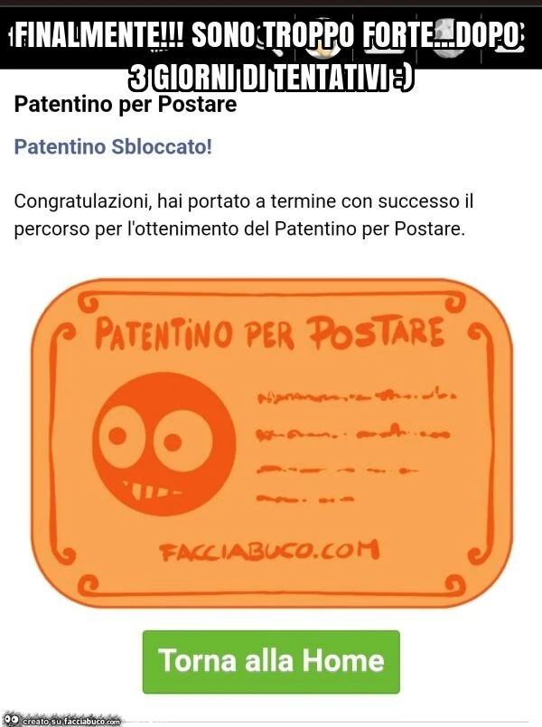 Finalmente! Sono troppo forte&hellip; dopo 3 giorni di tentativi: )