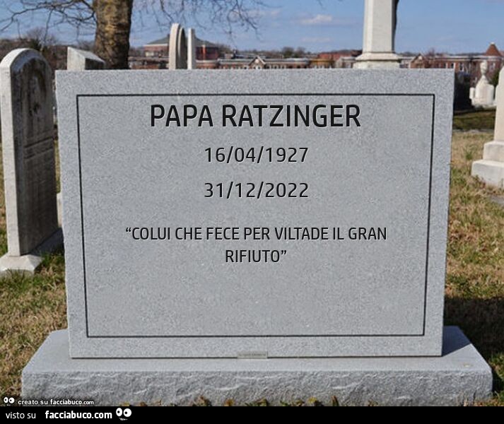 Papa ratzinger. “Colui che fece per viltade il gran rifiuto”