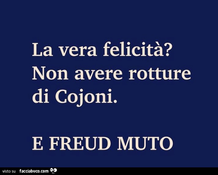 La vera felicità? Non avere rotture di cojoni. E Freud muto