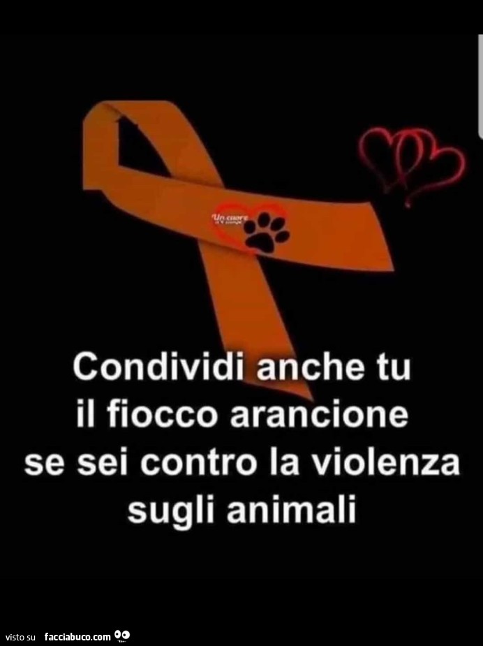 Condividi anche tu il fiocco arancione se sei contro la violenza sugli animali