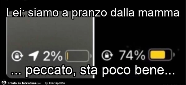 Lei: siamo a pranzo dalla mamma&hellip; peccato, sta poco bene