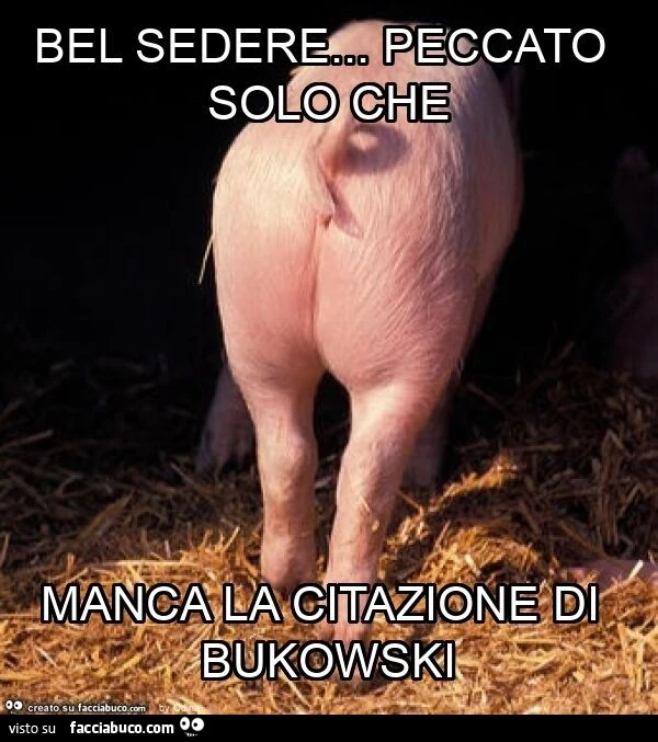 Bel sedere&hellip; peccato solo che manca la citazione di bukowski