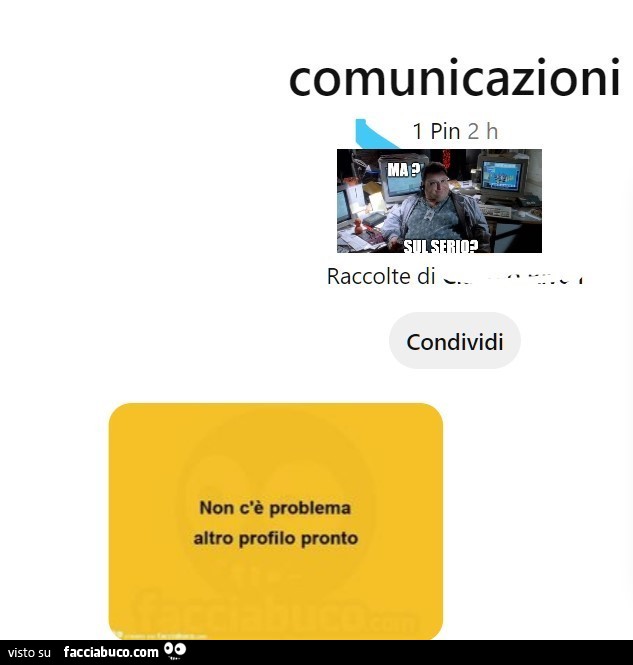 Comunicazioni. Non c'è problema altro profilo pronto