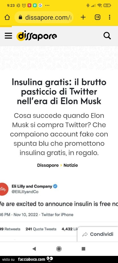 Insulina gratis: il brutto pasticcio di twitter nell'era di Elon Musk