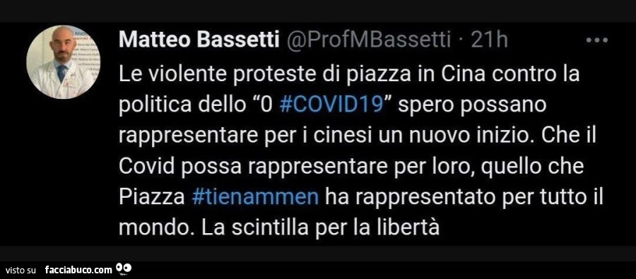 Le violente proteste di piazza in cina contro la politica dello 0 covld19 spero possano rappresentare per i cinesi un nuovo inizio