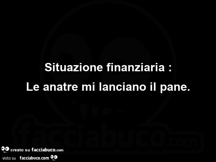 Situazione finanziaria: Le anatre mi lanciano il pane