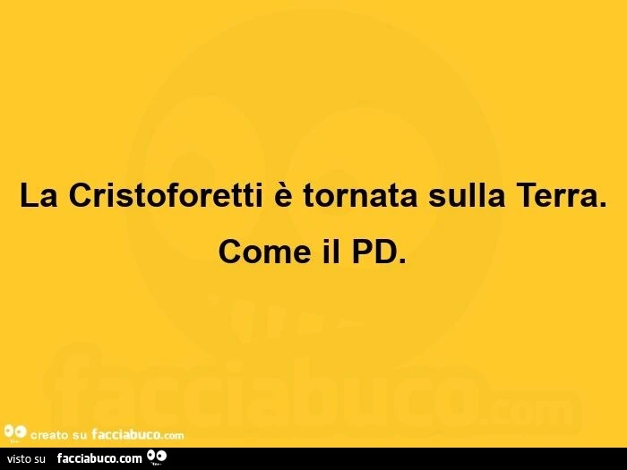 La Cristoforetti è tornata sulla terra. Come il pd