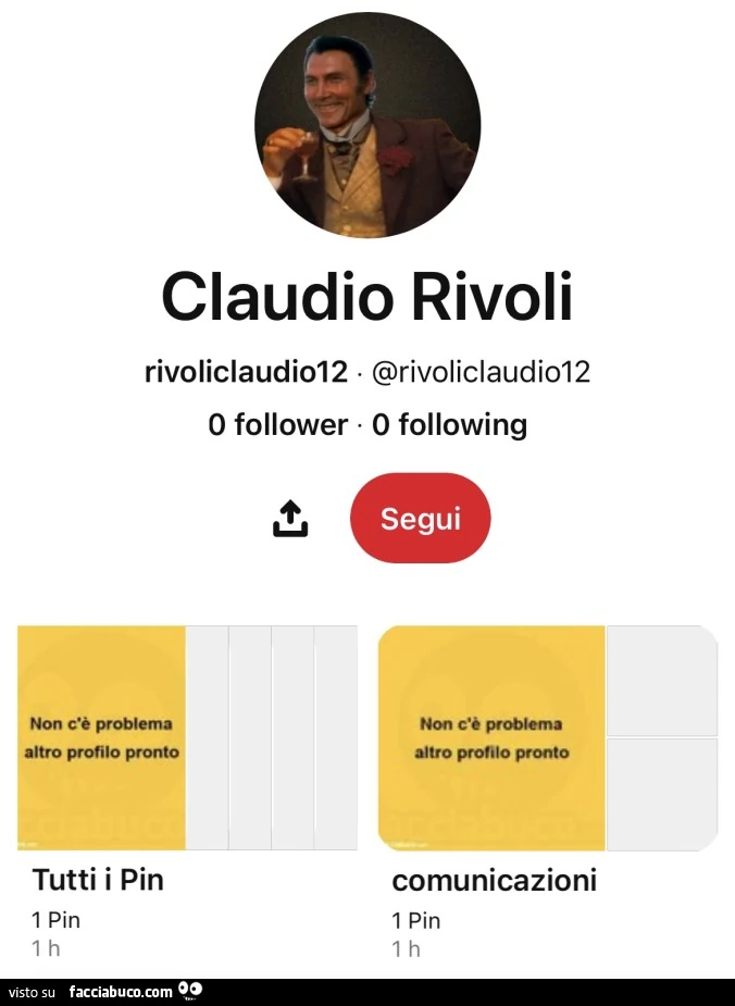 Non c'è problema, altro profilo pronto