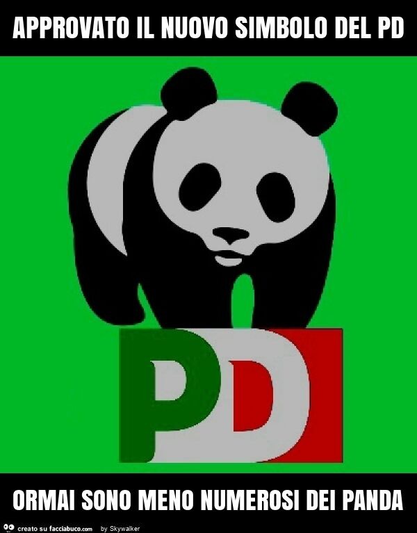 Approvato il nuovo simbolo del pd ormai sono meno numerosi dei panda