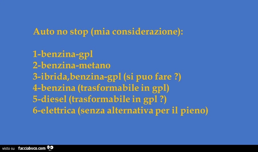 Auto no stop mia considerazione