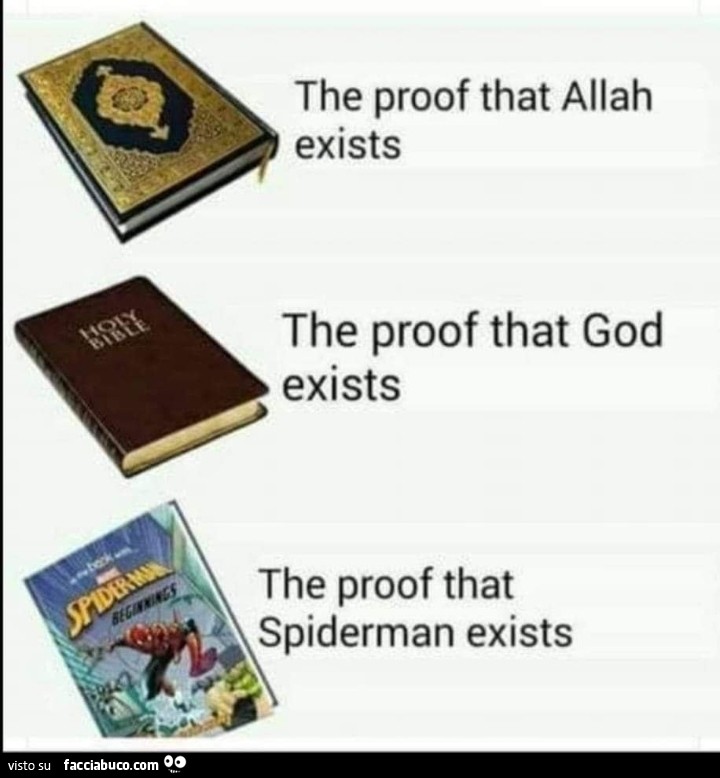 The proof that allah exists the proof that god exists the proof that spiderman exists