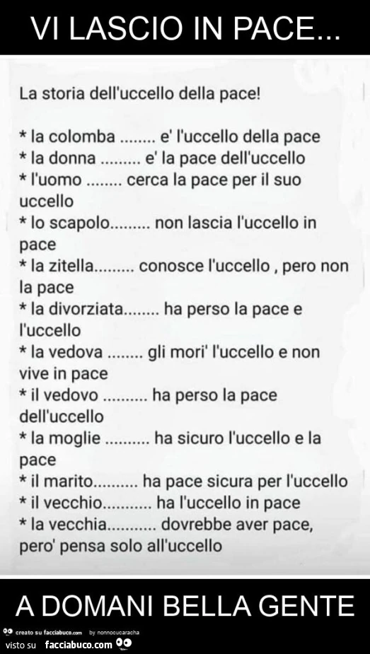 Vi lascio in pace&hellip; a domani bella gente