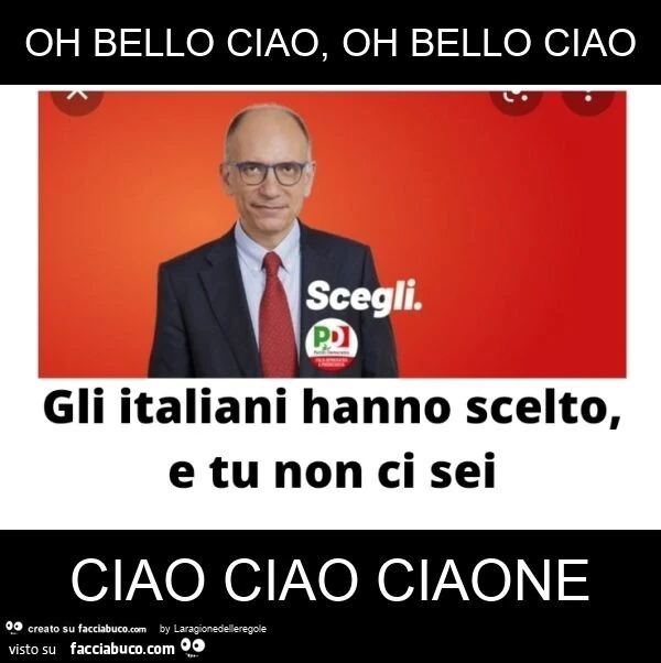 Oh bello ciao, oh bello ciao ciao ciao ciaone