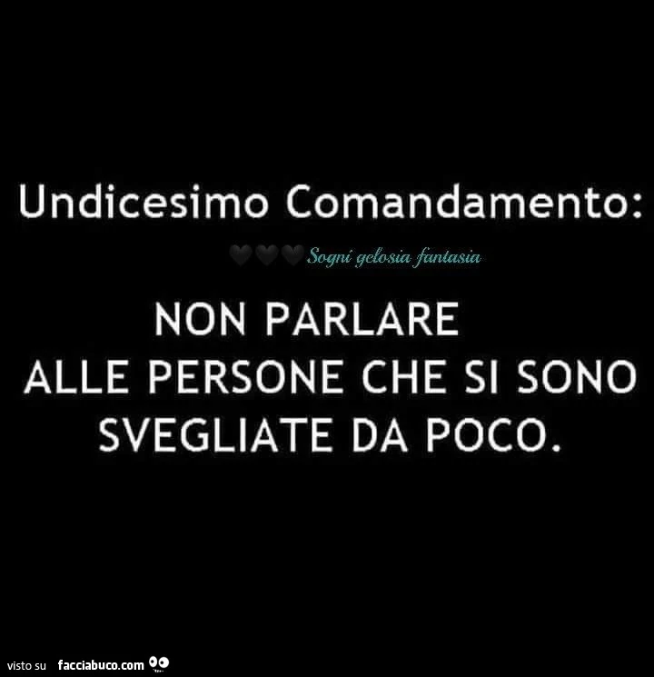 Undicesimo comandamento: non parlare alle persone che si sono svegliate da poco